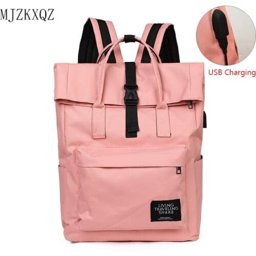 2021 New Women USB Charge Backpack Casual Rucksack Ladies Laptop Back Pack School Bags For Teenage Girls Travel Mochila Escolar
