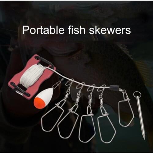 Fish Clip Lock Stainless Steel Locking Buckle Fish Clip Lock Hook with Rope Float джиголовка рыболовная