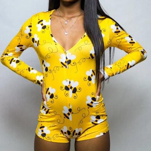 Sexy Funny Print Pajamas Onsie Jumpsuit Sleepwear For Adults Women Pijama Playsuit Nightwear Summer Homewear Lingerie Plus Size