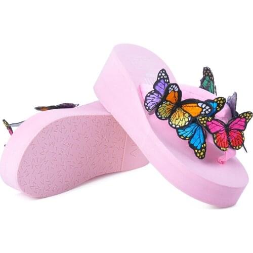 2021 Summer Flip Flops Women Casual Comfortable Sandals Platform Fashion Butterfly Decoration Slippers Female