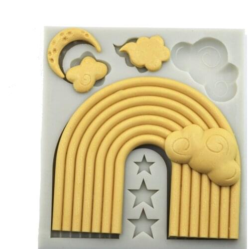 Large-size Rainbow Stars Cloud Moon Fondant Cake Silicone Mold Chocolate Gumpaste Mold Cake Decorating Tools Birthday Decoration