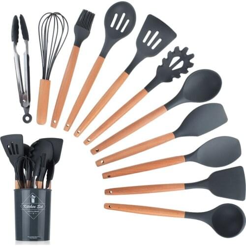 Silicone Kitchenware Cooking Utensils Set Heat Resistant Kitchen Non-Stick Cooking Utensils Baking Tools with Storage Box Tools
