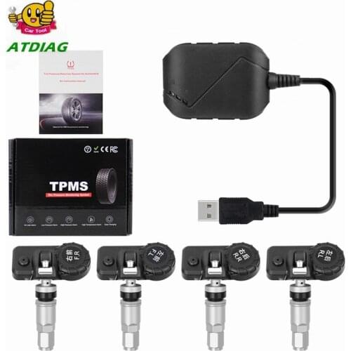 USB Android TPMS Car Tire Pressure Alarm Monitor System For vehicle Android player Temperature Warning with four sensors