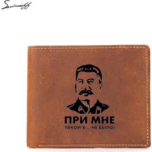 USSR leader Stalin Wallet Men Small Coin Bag Engraved Picture Vintage Leather Purse Multi Card Holder RFID Blocking Men Wallets