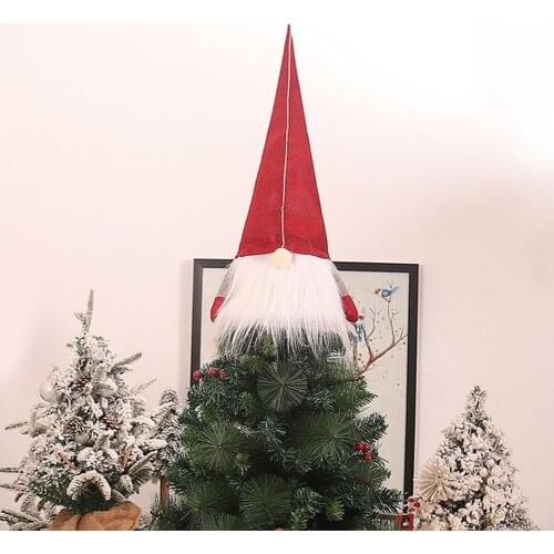 Christmas Tree Topper Swedish Gnome Decoration Cap Faceless Old Man Xmas Tree Hanging Ornament Decor for Holiday Party Supplies