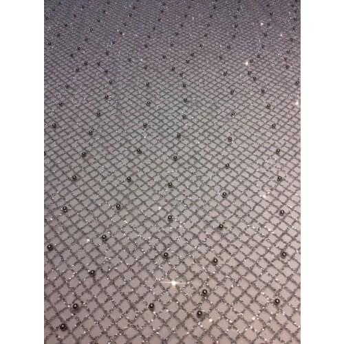 Top Quality glitter African Net Lace with beads SYJ-10192 Indian Lace Materials French Lace Fabric