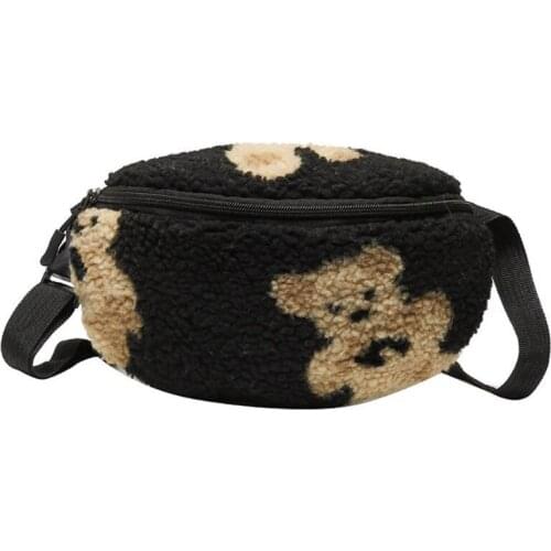 Women Lamb Like Fabrics Fluffy Fur Bear Chest Bag Crossbody Purse for Women 20CA