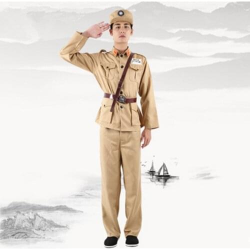 2 colos military cosplay costume men chinese military uniform clothing historical Army Suit Kuomintang soldier cosplay