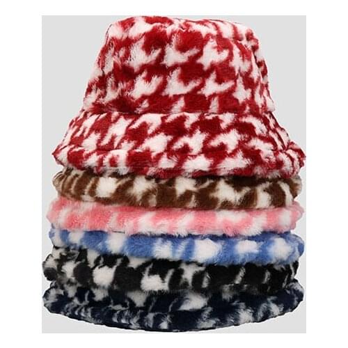 2021 Fashion Artificial Fur Bucket Hat Women Autumn Winter Warm Thickened Fisherman Hat Panama Plush Basin Hat Lady Cap Present