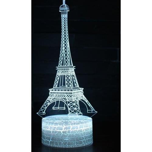 Cross Border For 3d Night Lamp Eiffel Tower Bedside 3d Lamp Diy Birthday Creative Christmas decorations gift for baby room light