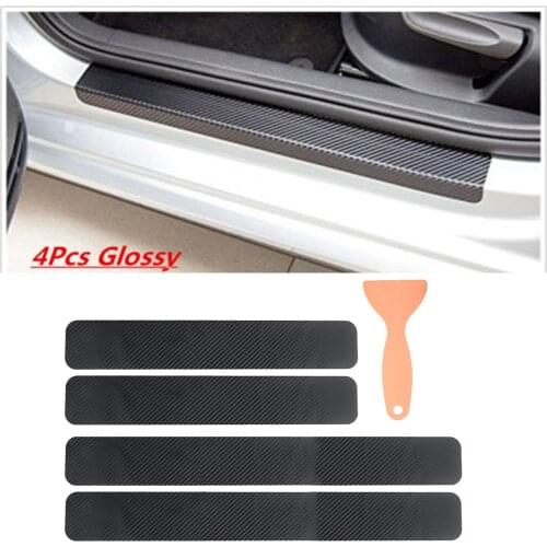 4pcs Car Protector Styling Sticker Door Sill Scuff Plate Outlander Anti Scratch Door Sills Rear Bumper 3D Carbon Fiber