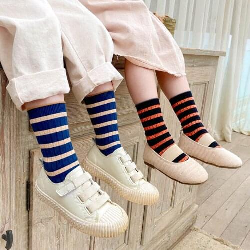 5/10 Pairs Korean Baby Kids Socks Autumn Winter Cotton Striped Socks Toddler Boy Girls Floor Sockens Children Clothing Accessory