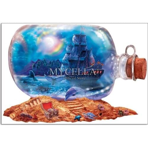 5d Diy Diamond Painting Cross Stitch Bottle Boats Run Aground Diamond Embroidery Full Mosaic Wall Stickers Decor Christmas Gift