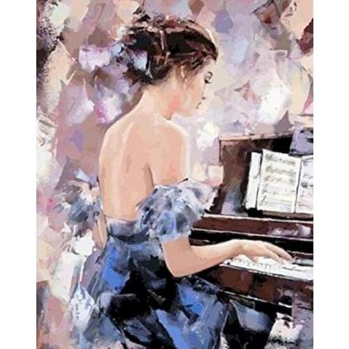 5d Diy Diamond Painting Cross Stitch Religion Diamond Embroidery Women Piano Picture Wall Sticker Full Diamond Mosaic