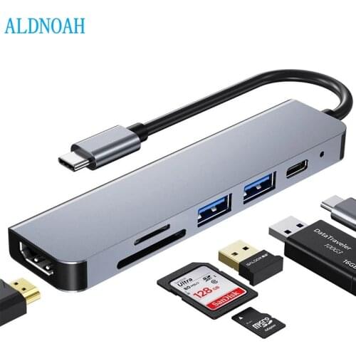 ALDNOAH USB C Hub to HDMI-compatible Rj45 100M Adapter OTG Thunderbolt 3 Dock with PD TF SD for Macbook Pro/Air M1 2021 Type-C
