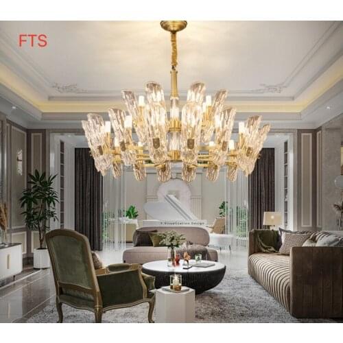 American style chandelier light luxury all copper living room dining room lamp American style copper lamp villa lamp
