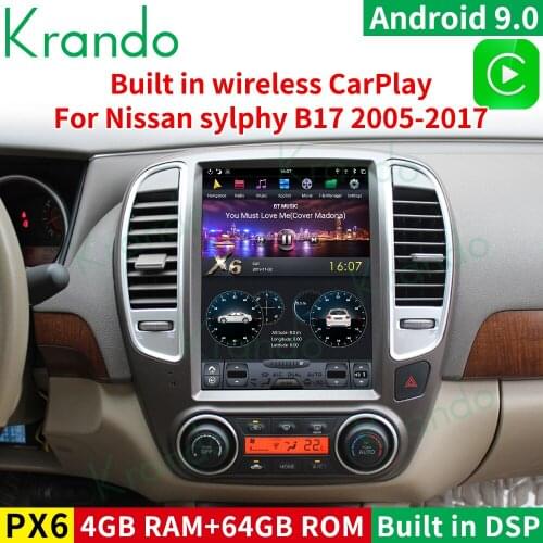 Krando Android 9.0 4G 64G 10.4" Tesla Vertical Screen Car Audio Radio GPS For Nissan Sylphy 2005-2009 Multimedia Carplay