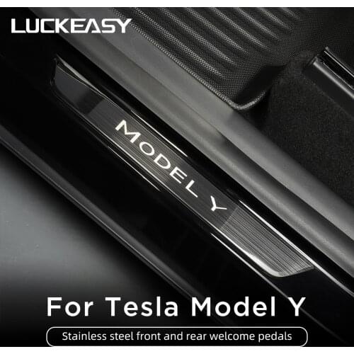 LUCKEASY Car Accessories Exterior Modification For Tesla Model Y 2020-2021 Door Sill Protector Threshold Decoration