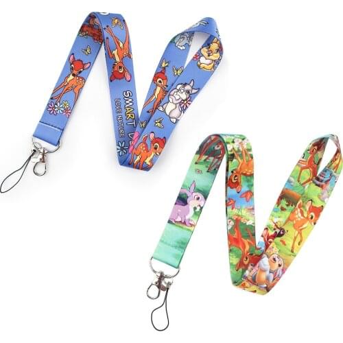 LB1520 Disney Bambi Lanyard Key Neck Strap Mobile Phone Decoration Key Chain Jewelry Gifts for Friends