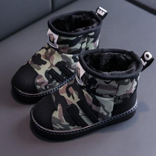 Childrens snow boots boys waterproof short boots girls cotton shoes baby plus suede childrens shoes trend