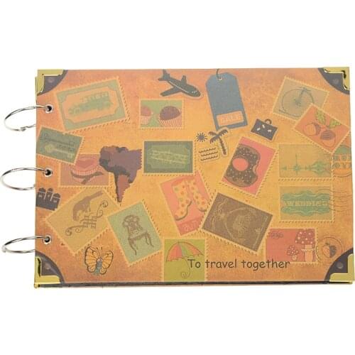 DIY Handmade 10 Pcs 20 Pages Black Pages Vintage Stamp Cover Photo Album Wedding Vintage Travel Theme Photo Album