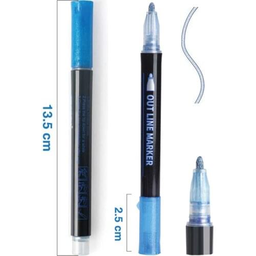 Double line self-outline metallic permanent metalic outline marker pens