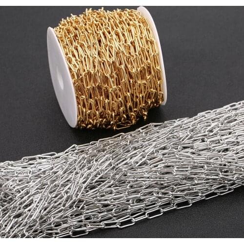 1 Meter Hypoallergenic Stainless Steel 1.0x12x4mm Gold Steel Tone Flat Oval Bulk Bracelet Chain Fit DIY Handmade Jewelry Making