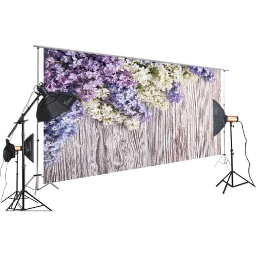 HUAYI Photography Backdrop Wedding Photography Cameras Purple White Flowers Photography Backdrops Wood Outdoor Scene XT-7335