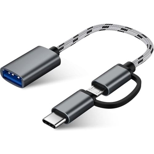 2In1 Micro USB Type C OTG Cable Adaoter For Xiaomi Mi 9 Redmi Note 8 Pro 10 Huawei P30 Samsung S10 S9 A50 Oneplus 7T One Plus 7