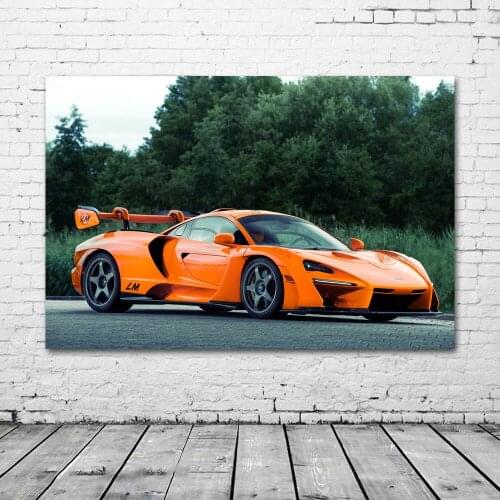 McLaren Senna GTR Orange Car Sport Car Supercar Picture Wall Art Posters Fabric Canvas Print Paintings for Living Room Decor