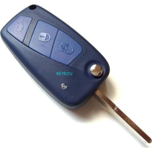 KEYECU BRAND NEW Replacement Shell Folding Remote Key Case for FIAT Punto Ducato Stilo Panda Flip Fob Blue Color 3 Button