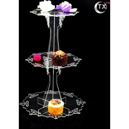 3 Tiers Round Party Wedding Birthday Clear Tree Tower Acrylic Cake Stand Engagement / Anniversary Party Cupcake Supplies