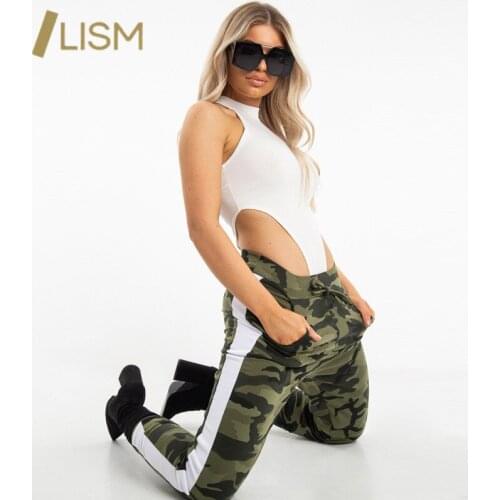 LISM Sexy Solid High Waist Workout Bodycon Bodysuit Rompers Womens Summer Sleeveless Fitness Bodysuit Fashion Women Streetwear