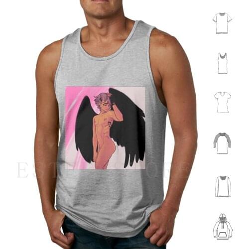 Thulian Obsidian Tank Tops Vest Sleeveless Hot Black Winged Angel Hot Angel Angel Hot Angel Black Winged Angel Anime Angel