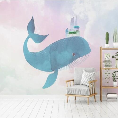 Milofi custom 3D wallpaper mural cartoon whale castle color sky children living room bedroom background wall paper mural
