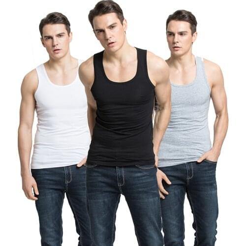 2019 Men Tank Top New Brand Cotton High Quality Undershirt Bodybuilding Singlet Fitness Sleeveless Vest Men Tank Tops