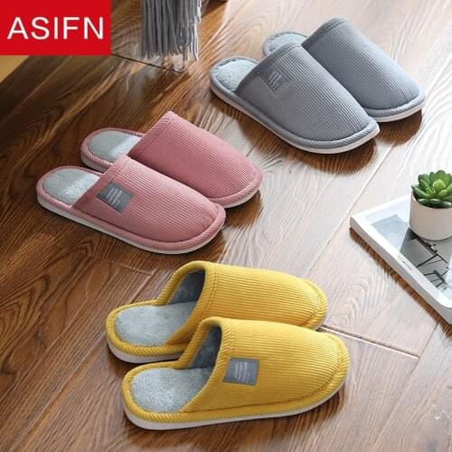 ASIFN Bedroom Home Womens Slippers Men Winter Indoor Mules Non-Slip Soft Sole Warm House Indoor Couples Ladies Shoes