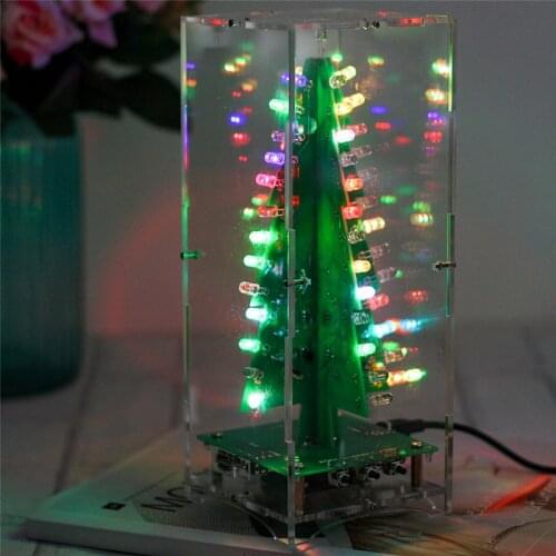 DIY Kit RGB Flash LED Circuit Kit Colorful 3D Christmas Trees Kit MP3 Music Box with Shell Christmas Gift Electronic Fun Suite