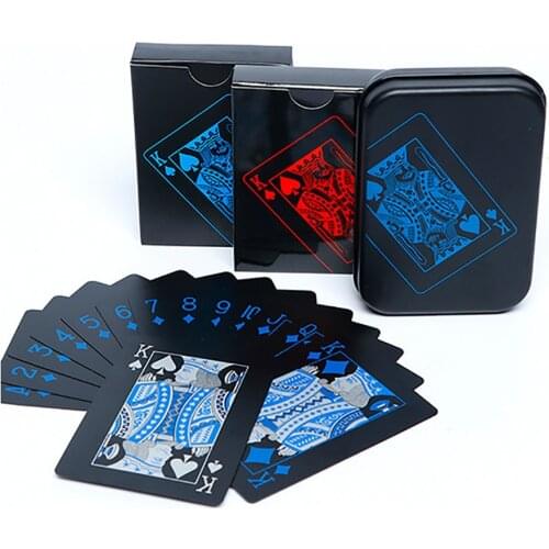 PVC Plastic Playing Cards Set Deck Poker Waterproof Game Poker Cards Party Magic Tricks Tool Black Gold 54 Pcs Creative Gift