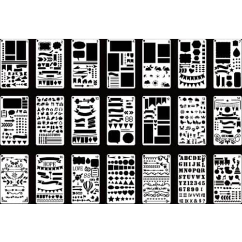 Bullet Diary Journal Stencils Set Drawing Template Ruler DIY Painting Template C90C