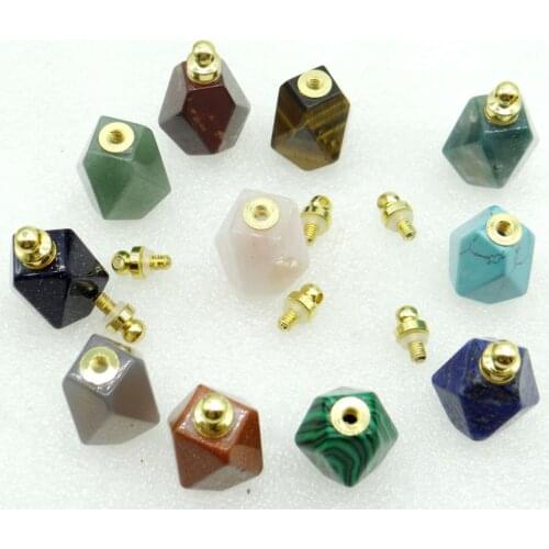 2020 NEW natural stone tiger eye quartz crystal lapis pendant with perfume vial jewelry making necklace for man woman 6pc