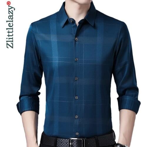 2020 new long sleeve men formal social shirt streetwear casual striped shirts dress mens slim regular fit clothes fashions 90873