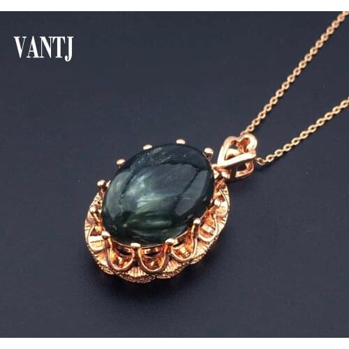 New Design Natural Green Seraphinite Pendant Necklace Gemstone Oval12*16mm for Women Wedding Party Jewelry Gift