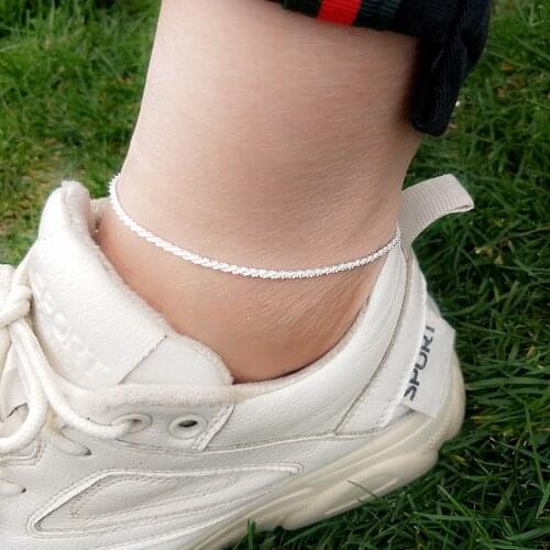 Silver Color Chain Anklets For Women Beach Jewelry Tobilleras Pulsera Para Tobillo Link Simple Fashion Ankle Bracelet Best Gift