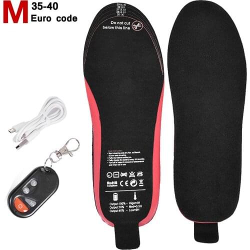 M/L Rechargeable Electric Heated Insoles USB Heated Shoe Insoles Warm Sock Pad Mat 4.2V 2100MA Remote Control Heating Insoles
