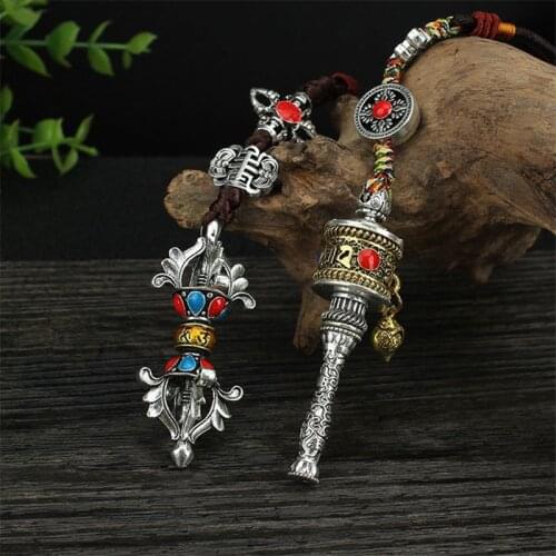 Rotatable Tibetan Prayer Wheel Charms Pendant with OM Mantra Sign For Buddhism Good Luck Women Amulet Faith Jewelry
