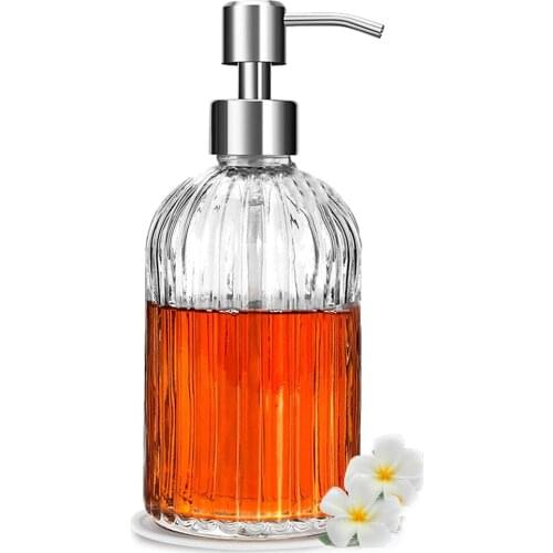 400ml Transparent Leakage-proof Liquid Soap Shower Gel Shampoo Dispenser Glass Empty Refillable Pump Bottle Container