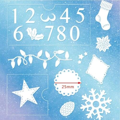Christmas 1-0 Number Sock Snowflake Lace Frame Metal Cutting Dies Embossing Paper Decorate Scrapbooking Card Craft Dies 2019 New