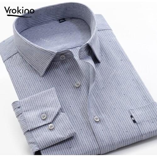 12XL 13XL 14XL 2020 Fall New Listing Mens Business Casual Striped Shirt Classic High Quality Cotton Long Sleeve Shirt