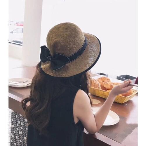 New 2021 summer straw hat women bow Multicolor beach hat sun hat foldable sun block UV protection panama hat bone chapeu hats